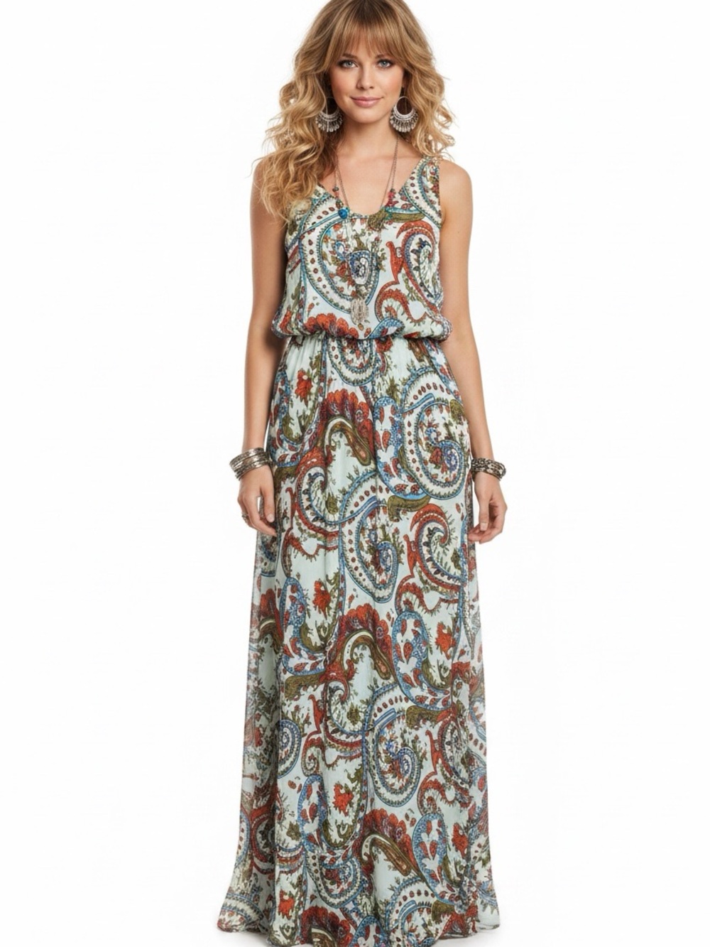 Velvet brocade paisley tall tapestry maxi dress gown sleeveless retro 1970’s
